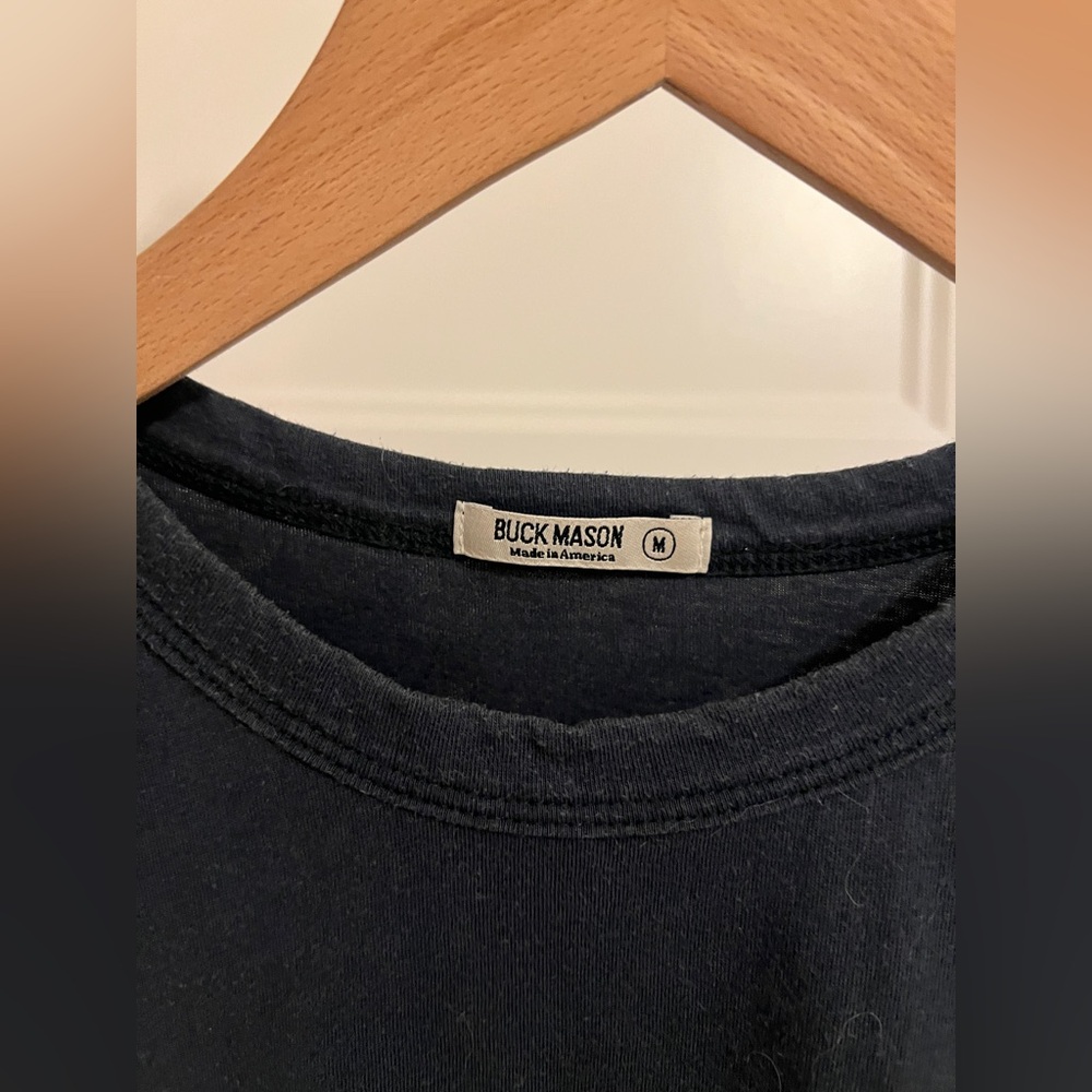 Buck Mason Navy Curved Hem tee 100% Pima Cotton